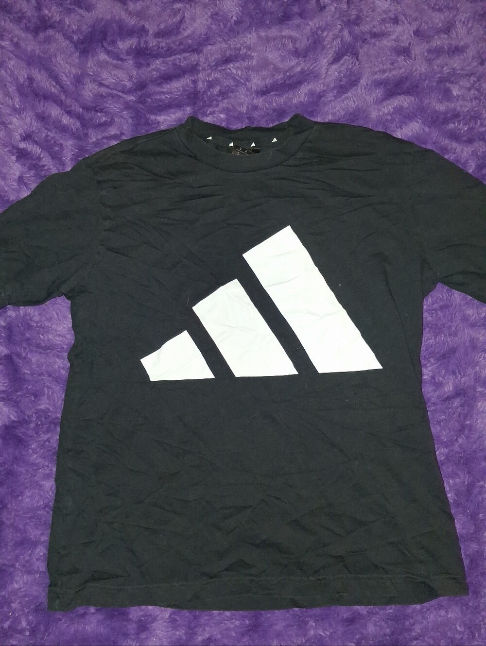 adidas Black Short-Sleeve Tee with White Logo